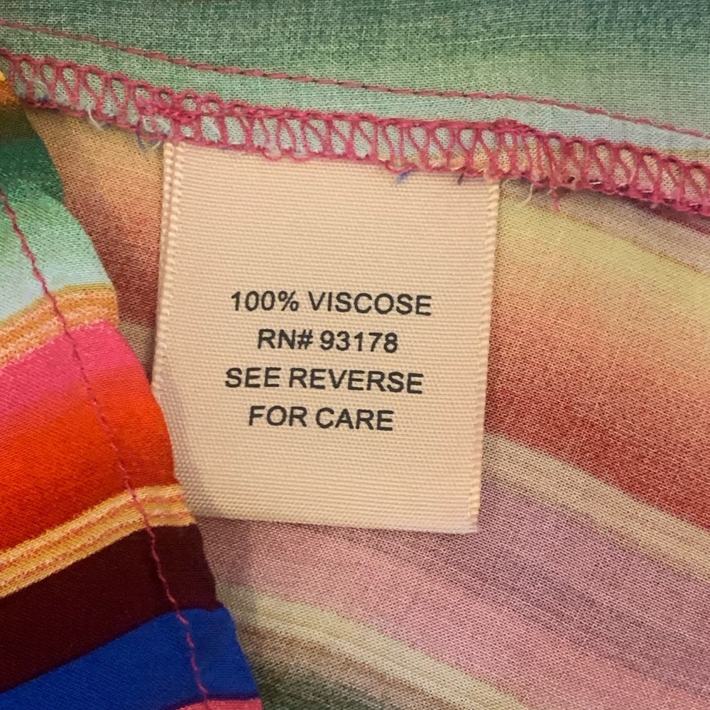 Philosophy Dress 14 Vibrant Rainbow Striped Maxi Button up 3/4 Sleeves Highwaist - Picture 6 of 14